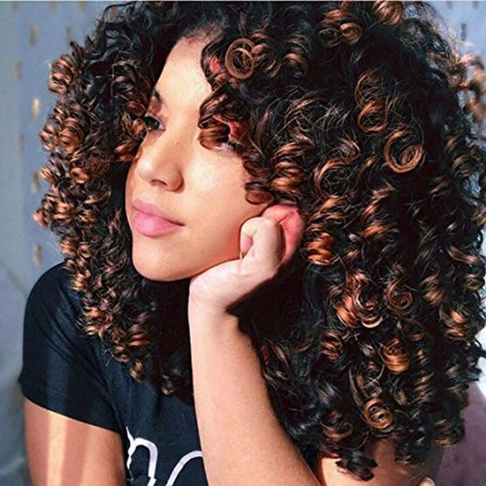 European And American Women's African Small Curly Synthetic Fiber Wig Headsets